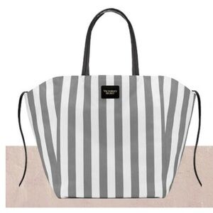 Victoria's Secret Gray and White Striped Tote